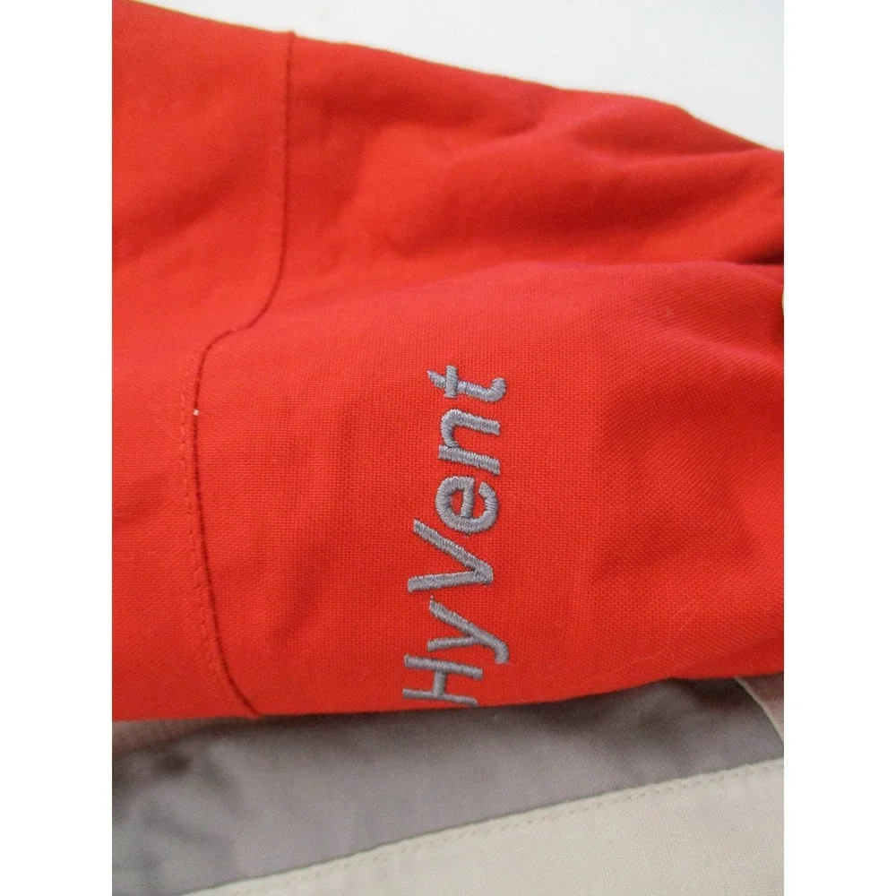 The North Face Jacket Mens L Red Grey HyVent Hooded Waterproof Colorblock Shell